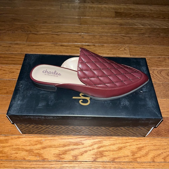 Charles by Charles David Este Quilted Microsuede Mule Flats Maroon Women’s 6 - Picture 2 of 10